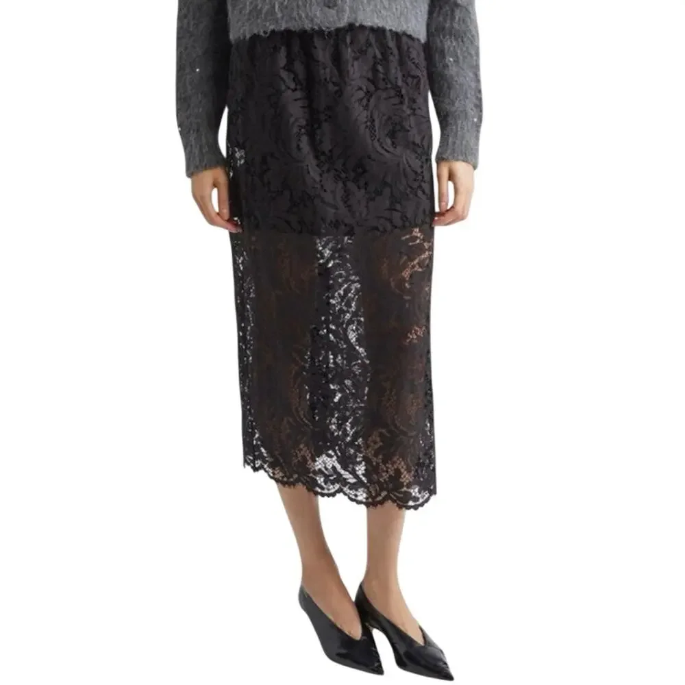 NWT - A.L.C. Lydia Black Lace Midi Skirt